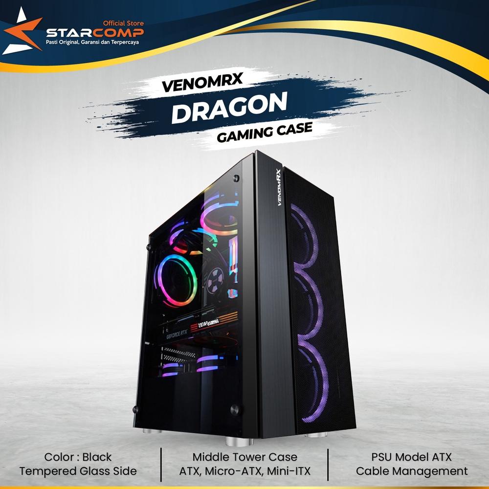 Casing VenomRX DROGON Full Tempered ATX Gaming Case