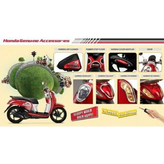 Garnish Lis Variasi Aksesori Chrome Cover Knalpot Honda Scoopy Fi2013