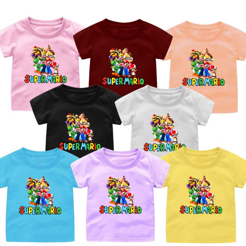 SUPER MARIO NEW Baju Kaos Anak Cowok-Cewek 1-12Tahun SUPER MARIO TERBARU