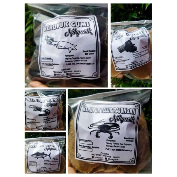 

Aneka Kerupuk Nikyasik | Terasi | Ikan | Telur Rajungan | Udang | Cumi - Cumi | 200gr | Kerupuk Khas Lasem Rembang