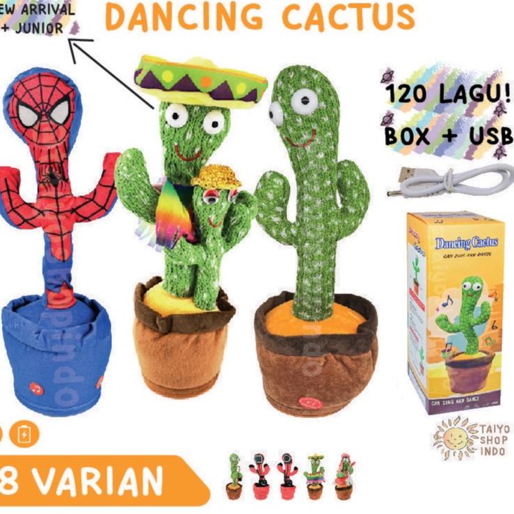 TAIYO Mainan Anak Dancing Cactus USB BOX Kaktus Joged Musik Bicara Menari Rekam Suara ◦ LBT.8Ap23p