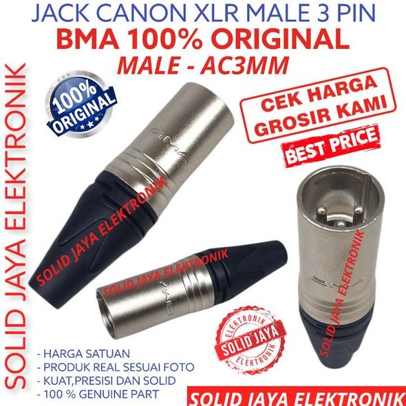 JAK BMA JACK CANON MALE BMA AC3MM ASLI KONEKTOR XLR PLUG MIC JEK JAK JECK CANON COWO BMA ORIGINAL