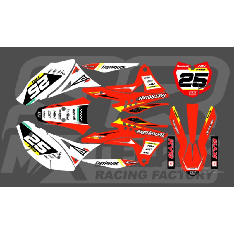 Decal Custome klx gordon Putih Orange Hitam dll