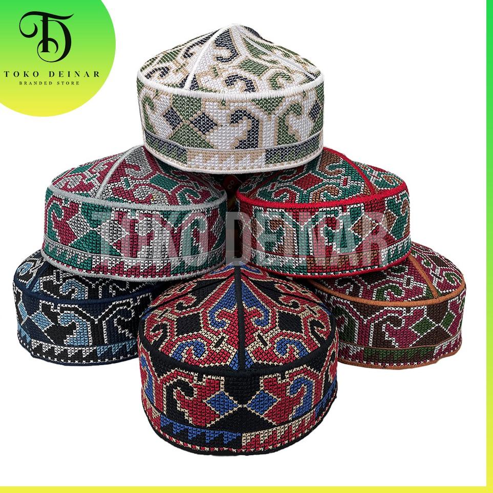 Peci PAKISTAN Motif Ovais Cap Bordir Kopiah Haji Sholat Santri Pria Dewasa Anak Laki Kopyah Bulat So