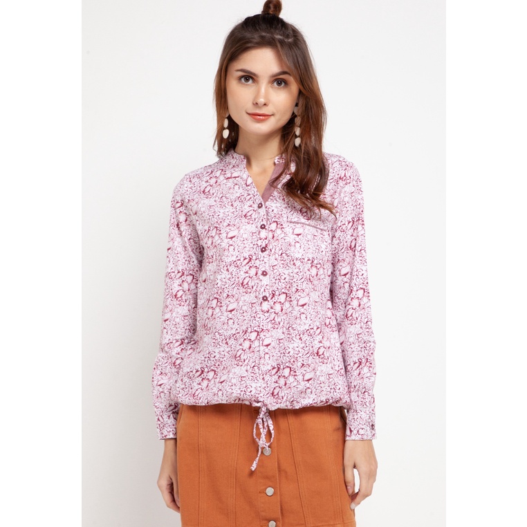 Kemeja Wanita Triset Ladies Original Bunga Detail Cewek Kasual Katun Aine Perempuan