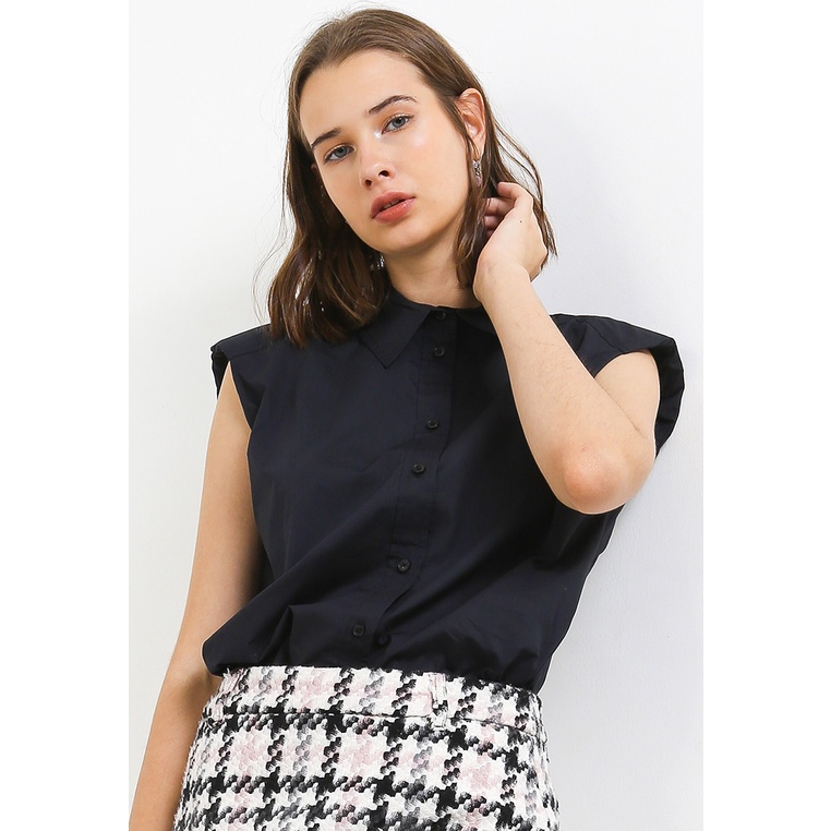 Kemeja Wanita Hush Puppies Original Cewek Basic Versatile Poliester Dc Yola Shoulder Pad Shirt Perem