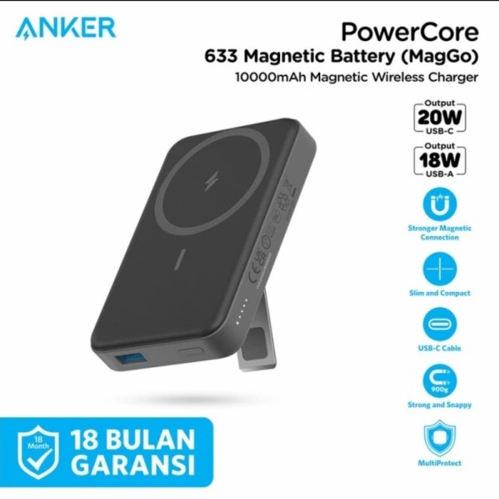 ANKER 633 MAGGO POWERBANK WIRELESS MAGNETIC PORTABLE BATTERY A1641