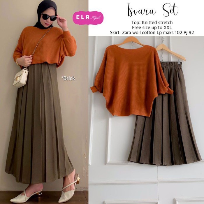 Isvara set pakaian wanita setelan kekinian  fshion muslim - macha, All Size