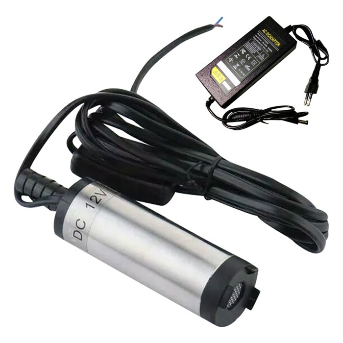 POMPA AIR CELUP MINI POMPA DIESEL 12V + ADAPTOR 5A