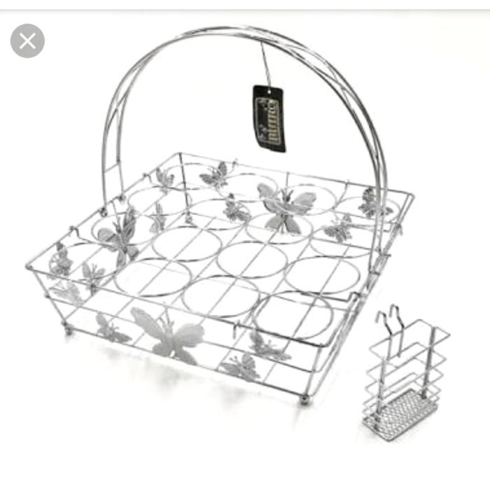Keranjang Tempat Aqua Gelas Isi 16 Lubang Sekat Stainless Box Rak Aqua