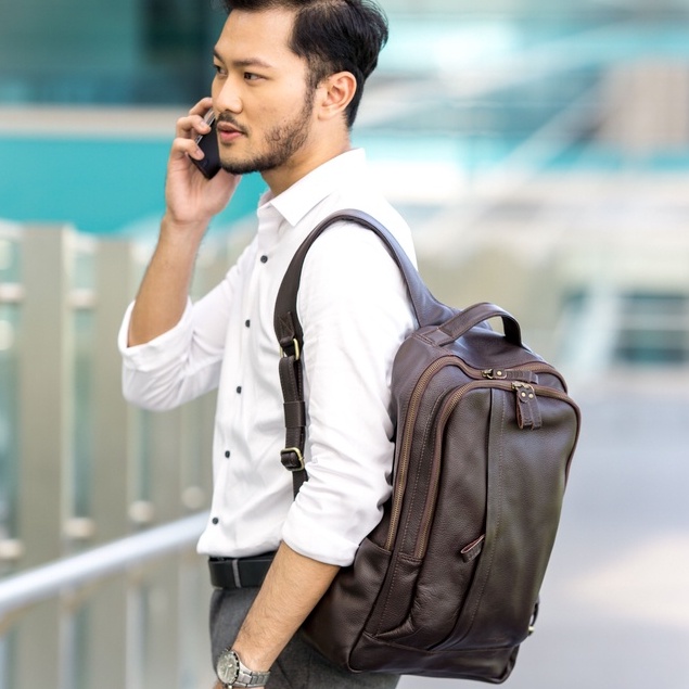 Kenes Leather Tas Ransel Pria Kulit Asli Backpack Mr Premium L Pullup, Ch, Mill - Free Grafir Nama