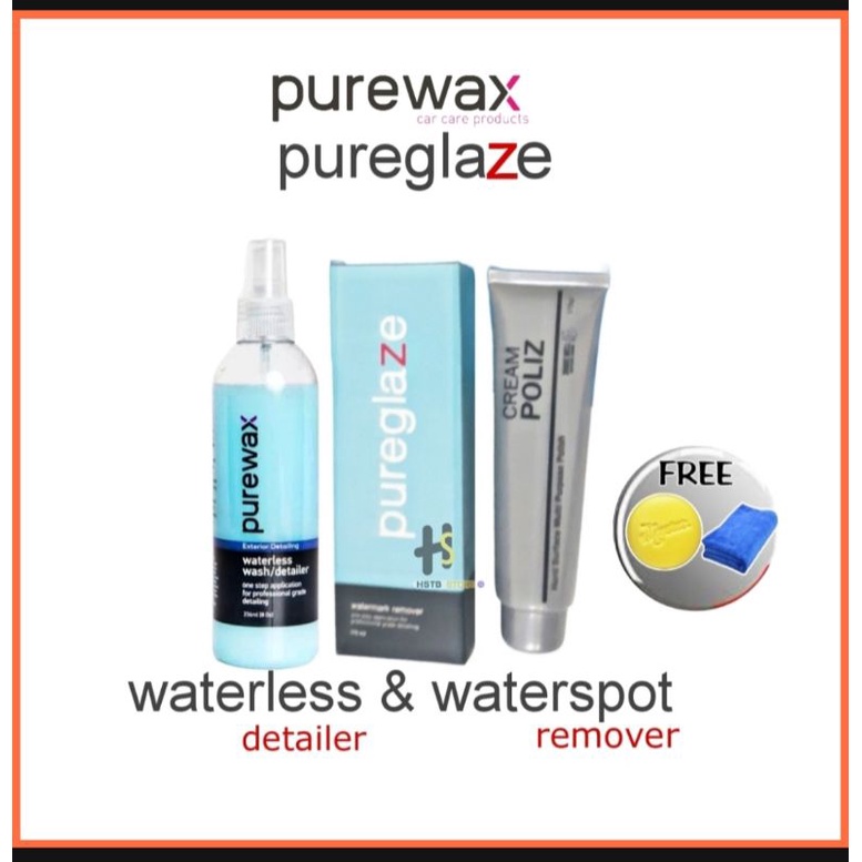 PUREWAX WATERLESS PUREGLAZE WATERSPOT PEMBERSIH JAMUR KACA MOBIL EROPA DAN JEPANG