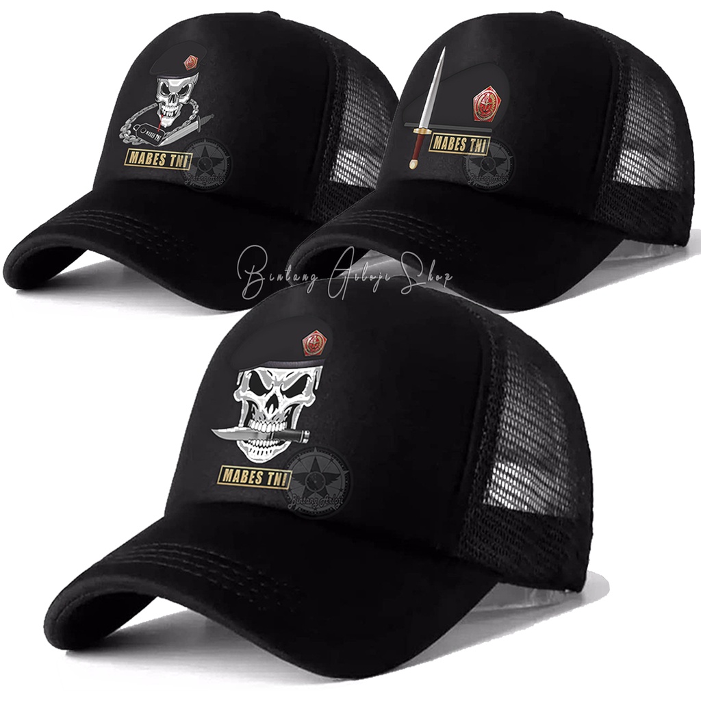 (Exclusive) Topi Mabes TNI - Baret Hitam Light Gold