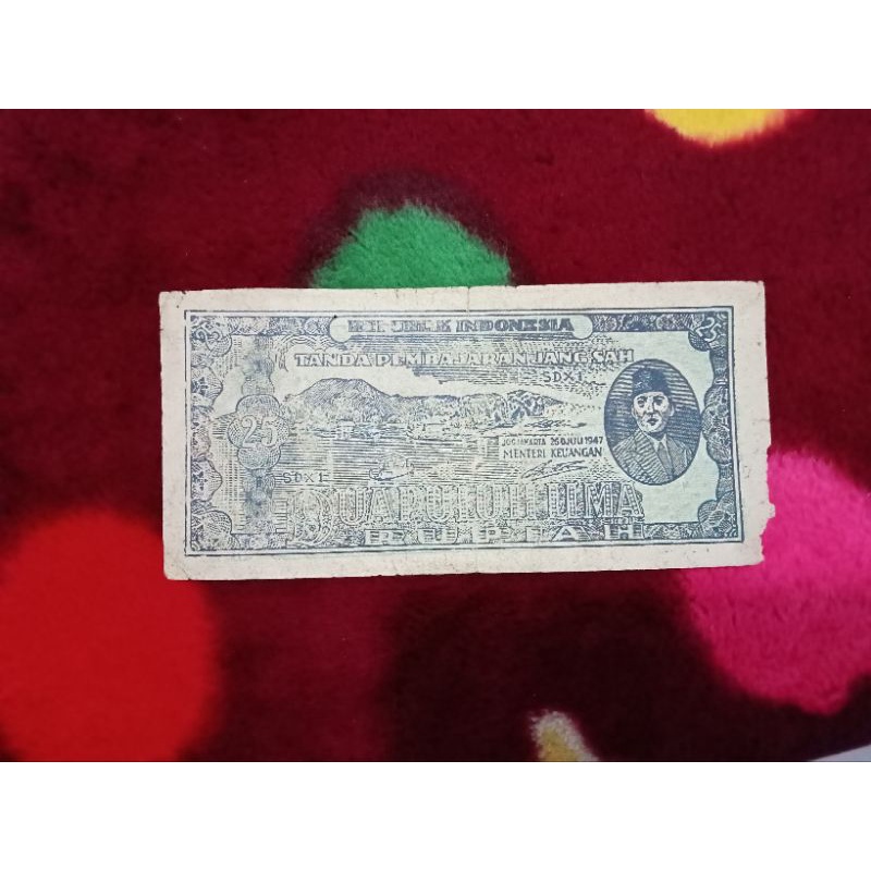 25 rupiah ori sdx 1947 2 hole