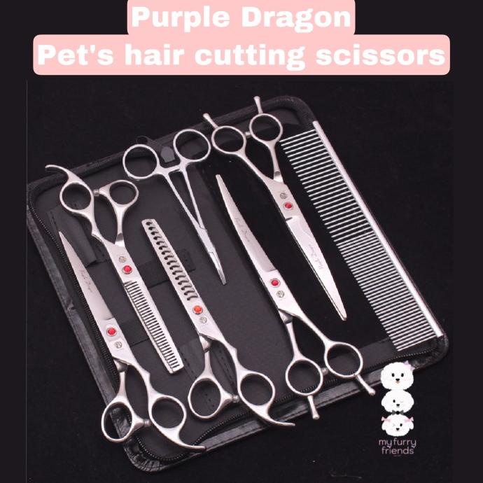 Pet Grooming Scissors Set Purple Dragon 7Inch Premium Quality