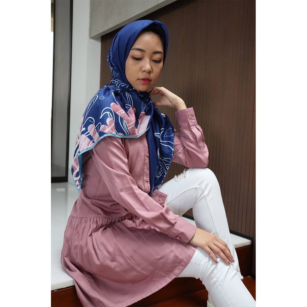Tunik Atasan Missty Wanita Warna Pink Model Korea Variasi Sabuk Serut (Daisy 132)