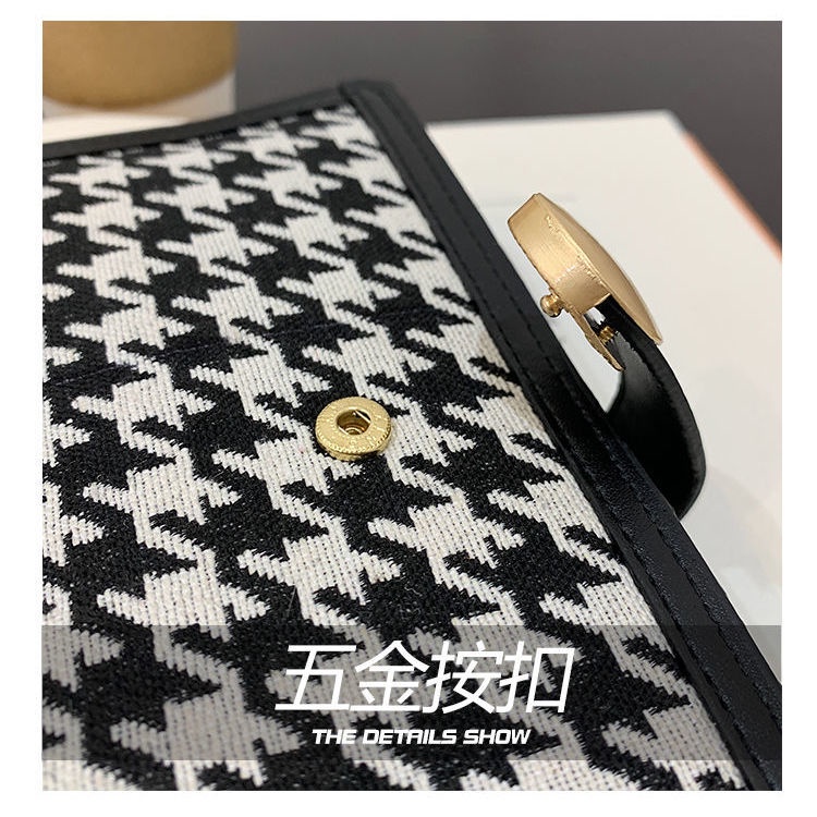 Sera versi Korea dari dompet kecil wanita baru pendek houndstooth lipat sederhana tiga kali lipat siswa multi-kartu dompet koin kapasitas besar