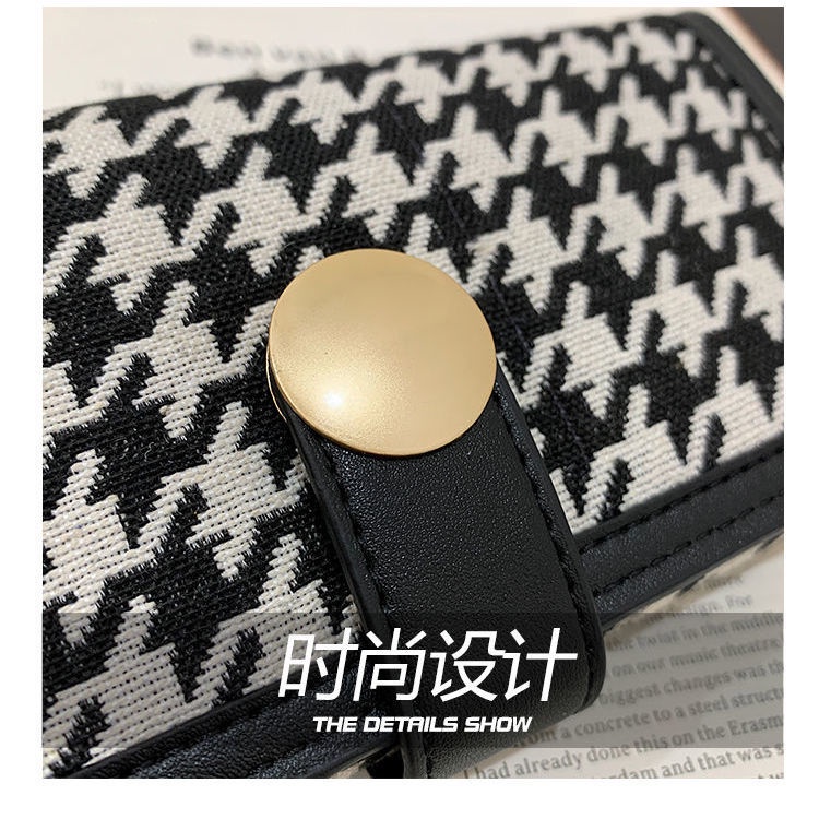 Sera versi Korea dari dompet kecil wanita baru pendek houndstooth lipat sederhana tiga kali lipat siswa multi-kartu dompet koin kapasitas besar