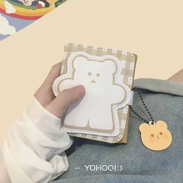 Sera new ins2021 new bear wallet plus pendant student cartoon female short wallet magnetic card holder