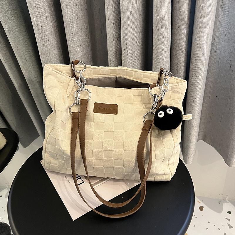 Sera Trend Fashion Wanita Single Shoulder Messenger Bag Tas Kanvas Wanita Kapasitas Besar Simple Student Class Commuting Tote Bag