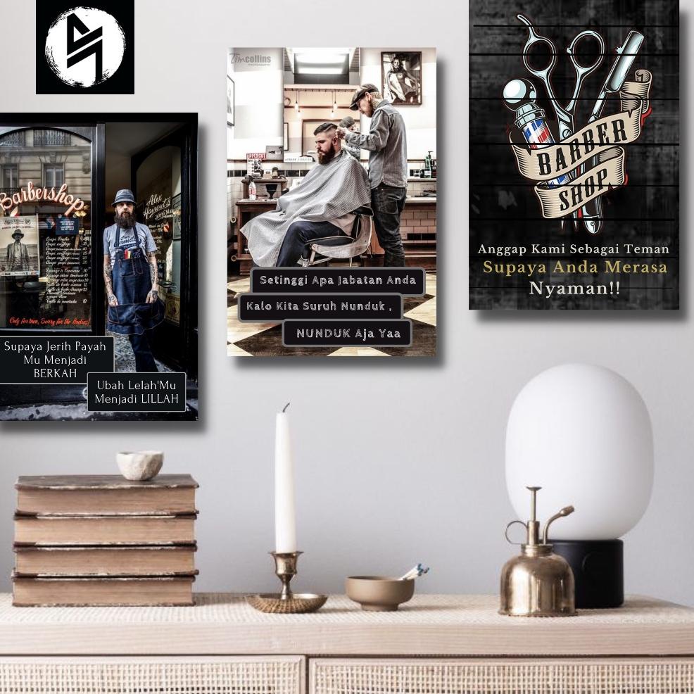 ✨ 7.7  POSTER IDAMAN-Poster kayu barbershop - Hiasan dinding barbershop - Kata kata bijak barbershop
