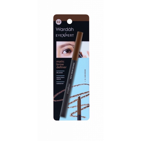 Wardah EyeXpert Matic Brow Definer - Pensil Alis Anti Air dan Tahan Lama Hingga 8 Jam - Mudah Digunakan dengan Teksur Powdery - Wudhu Friendly