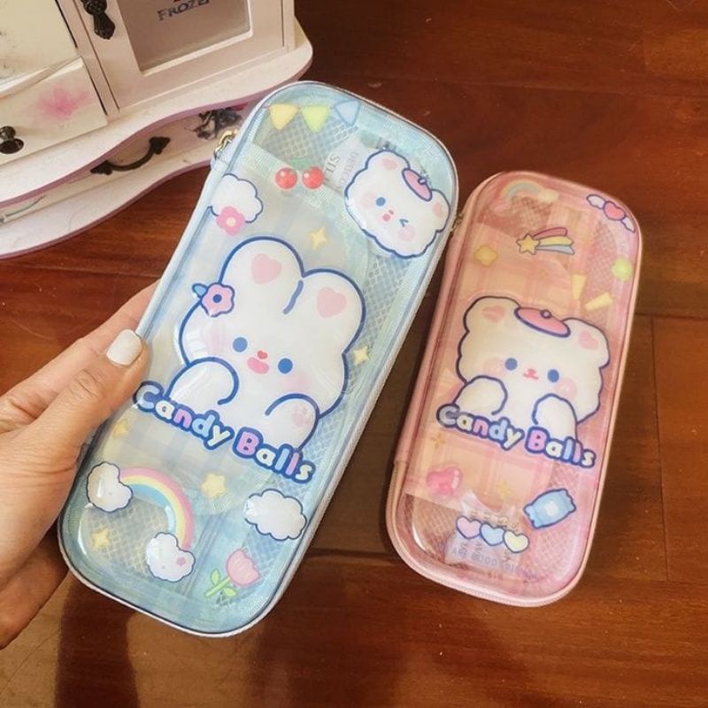 

Tempat Pensil/Pencil Case Hardcase Transparant 3D Bubble Candy Balls