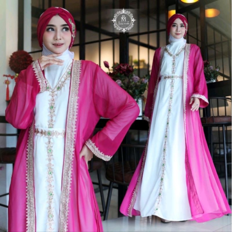 KAFTAN ABAYA LALUNA 5in1(GAMIS+OUTER+BELT+TURBAN+FREE INNER)