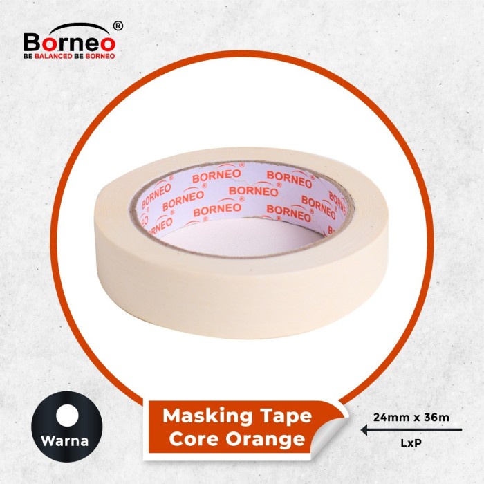 

HARGA DISKON 12 ROLL - Borneo Masking Tape CO (24mm x 36m) - Lakban Kertas