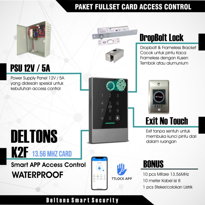 

Paket Smart Door Lock Fingerprint Access Control Dropbolt Lock RFID - Dropbolt Lock