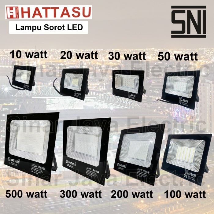 Terlaris Hattasu Lampu Led Sorot Tembak Sni 10 20 30 50 100 200 300 500 W Watt