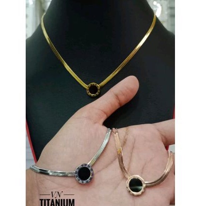 Kalung Titanium Rantai Belut pipih 920