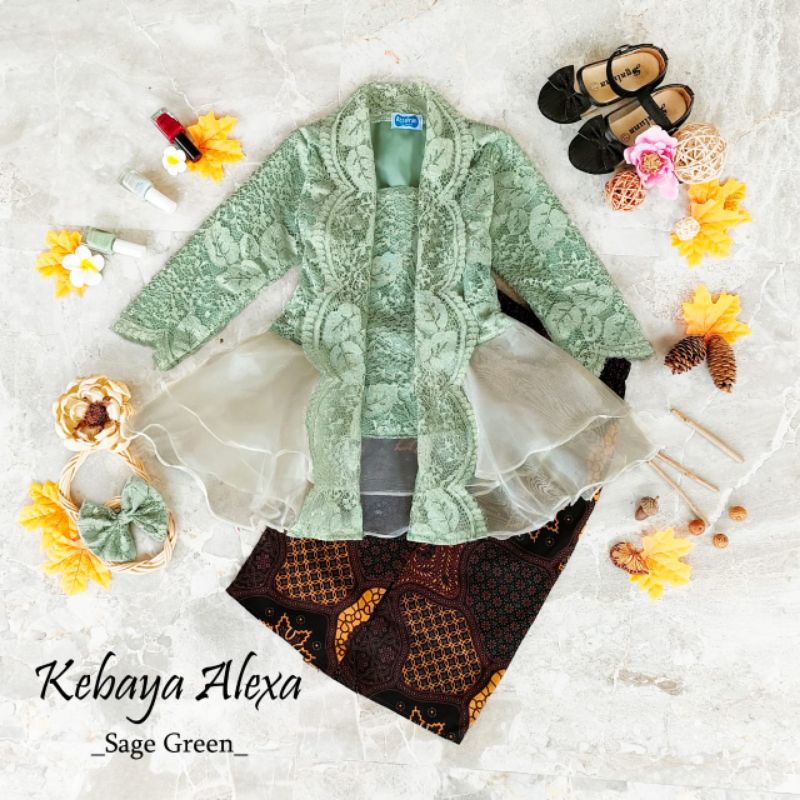 Kebaya Alexa Warna Hijau Sage Kebaya Anak-Dewasa