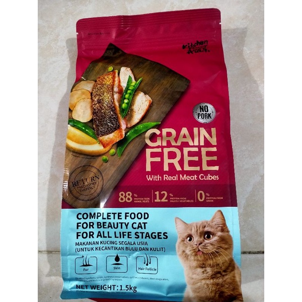Makanan Kucing GRAIN FREE Kitchen Flavor Beauty/Adult 1.5 KG