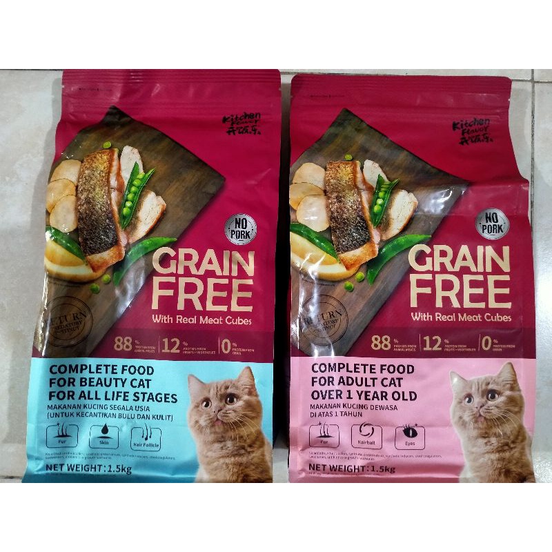 Makanan Kucing GRAIN FREE Kitchen Flavor Beauty/Adult 1.5 KG