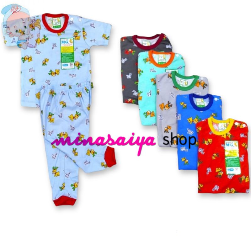 MOM'S GIFT Setelan Bayi SNI Lengan Pendek Celana Panjang CPR Kancing Pundak P04 Uk. S - XL