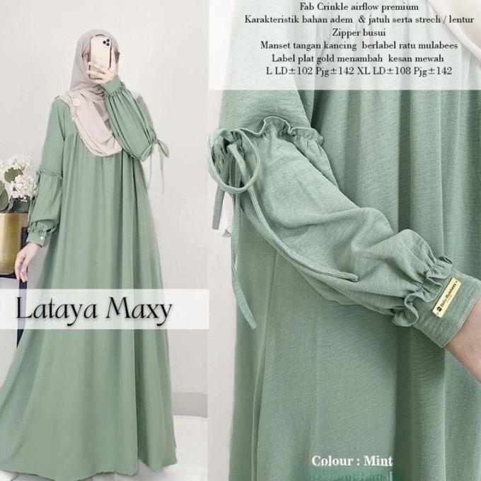 LATAYA MAXY DRESS CRINKLE AIR FLOW BUSUI FRIENDLY / GAMIS LATAYA / - LATAYA mint