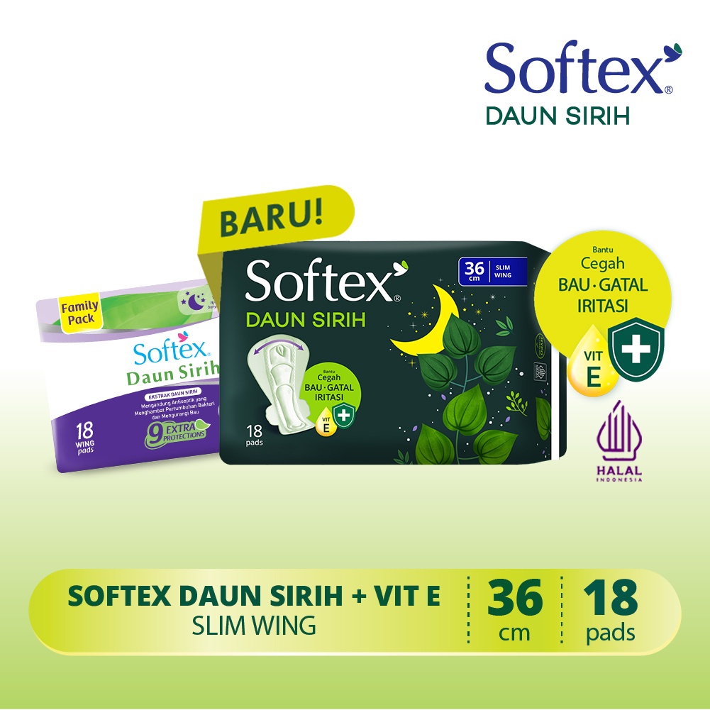 Softex Daun Sirih + Vitamin E Pembalut 36Cm isi 12 pads Image 2