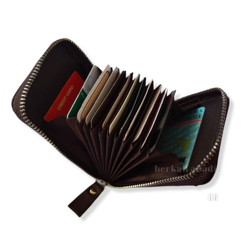 Dompet kartu Atm Card Holder Asli Kulit impor Model Resleting