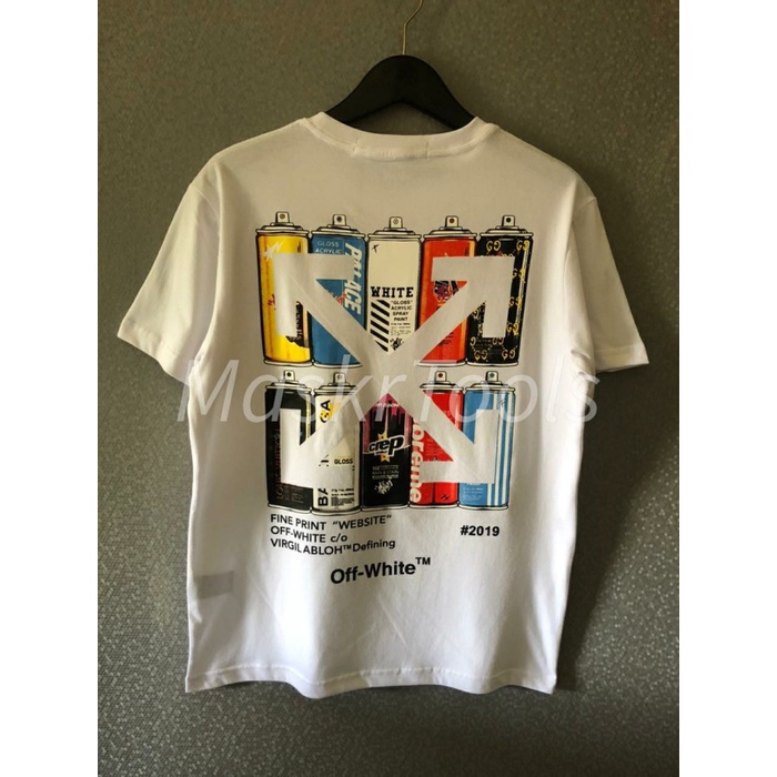 TSHIRT OFFWHITE ARROW SPRAY BOTTLE WHITE PREMIUM KAOS PRIA WANITA HYPE