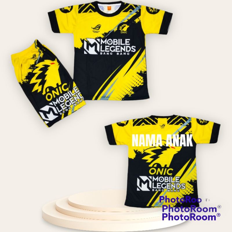 setelan baju gaming ML SQUAD ONIC/BAJU GAMING TEAM ONIC UMUR 2-12 THN