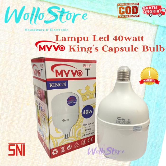 lampu led Lampu Led 40watt Jumbo Myvo King Capsule T Buld Nyala Putih Bergaransi(W5I3) lampu led min