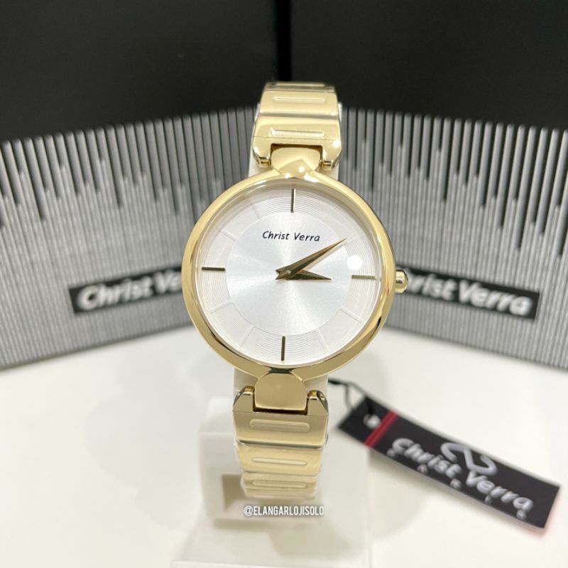 JAM TANGAN WANITA CHRIST VERRA CV 71639L STAINLESS STEEL ORIGINAL