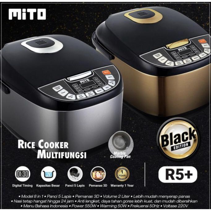 (GARANSI RESMI) Ricecooker Mito 8 in 1 R5 Plus R5+ Rice Cooker Digital