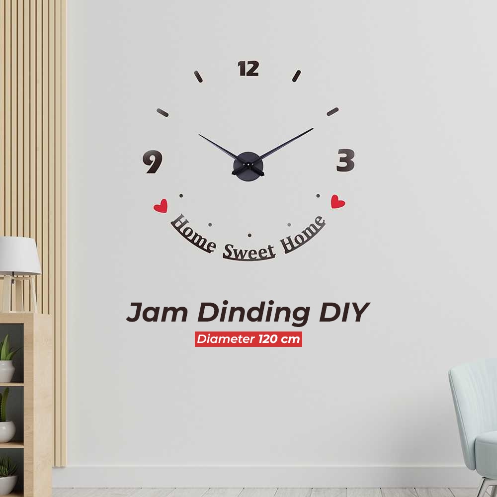 G8UI Geekman Jam Dinding Besar Diy Giant Home Sweet Home 120 CmDiy-203Black Or-i