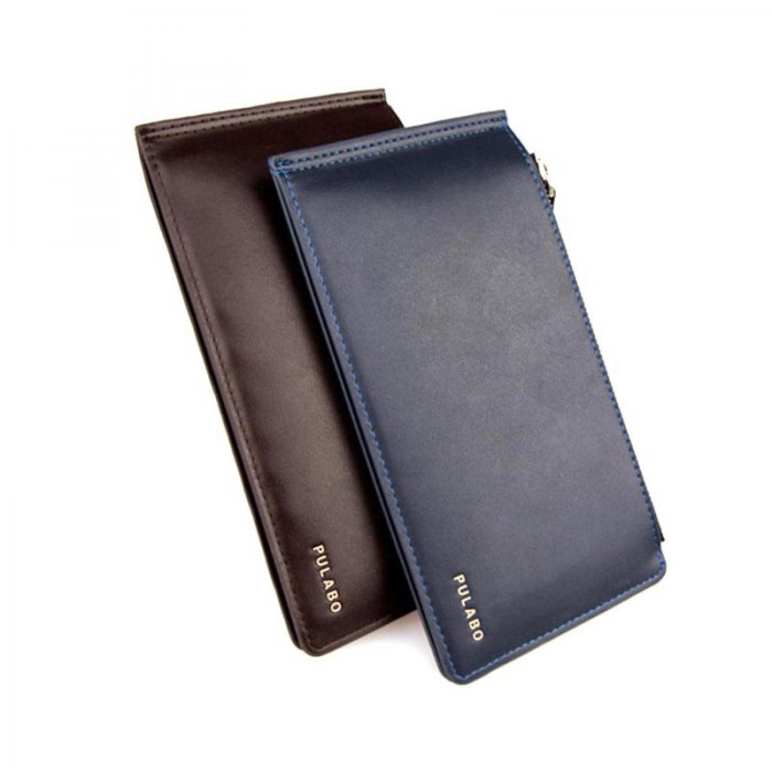 dompet pria Dompet Kulit Pria Slim Double Zipper Soft Leather Wallet Dompet Wanita(F2B4) dompet pria