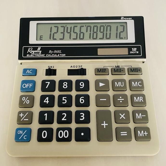 

Rotally 868L kalkulator meja 12 Digit Check & Correct Solar & Batarai last stok 54PR23