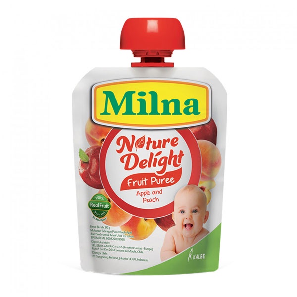 MILNA FRUIT PUREE APPLE &amp; PEACH 80 GR