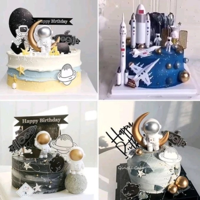 Terlaris Topper Cake Kue Astronaut Rocket Astronomy Roket Moon