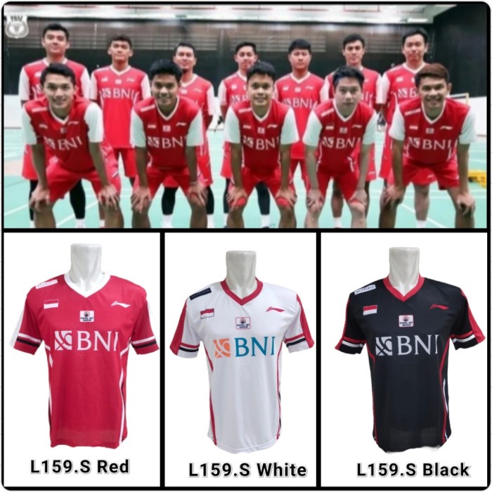 Kaos Jersey Bulutangkis / Baju Badminton Thomas Cup L155 Sponsor Bni